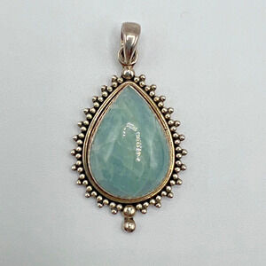 Estate Designer Signed DP Doug Paulus Sterling Silver & Blue Aventurine Pendant